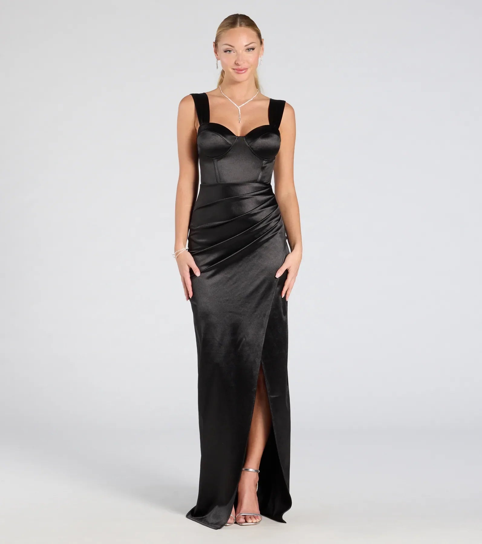 Lorelli Formal Satin Wrap Long Dress
